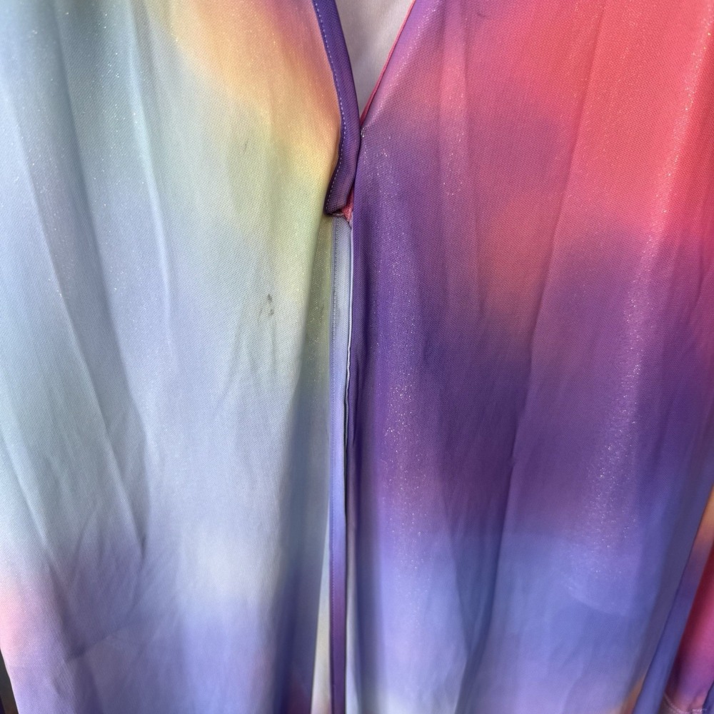 Jaded London Mesh Bodycon Maxi Dress w/ Silver Bodysuit Medium Festival Rave - Picture 3 of 10